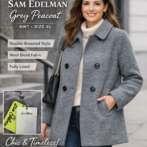 Sam Edelman Grey Double‑Breasted Peacoat